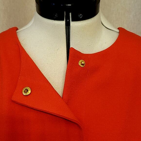Chico's Gold Square Button Crepe Annatto Orange Boxy Jacket Size 3 (XL/16) - Picture 3 of 12